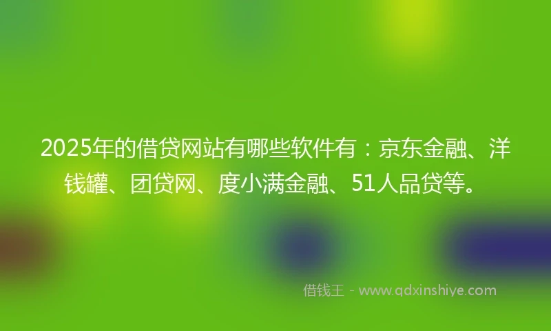 2025年的借贷网站有哪些软件有：京东金融、洋钱罐、团贷网、度小满金融、51人品贷等。