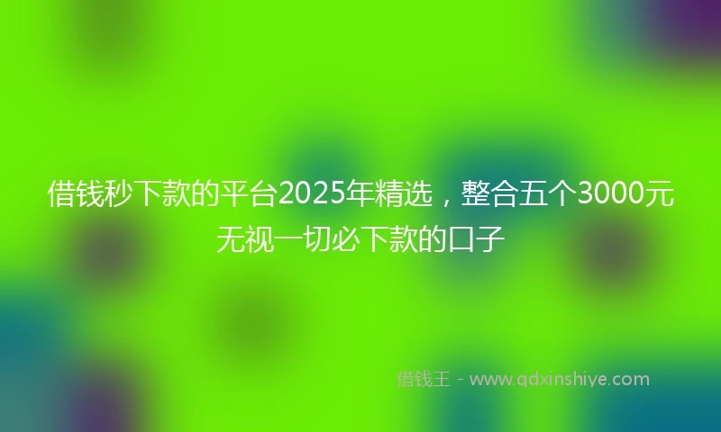 借钱秒下款的平台2025年精选，整合五个3000元无视一切必下款的口子