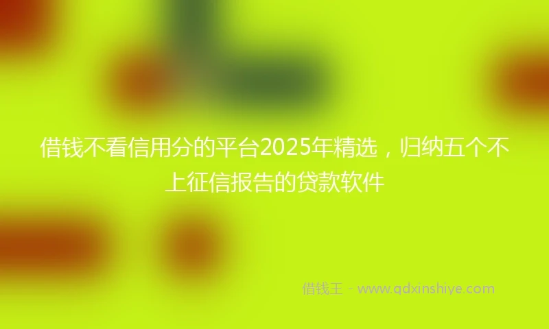 借钱不看信用分的平台2025年精选，归纳五个不上征信报告的贷款软件