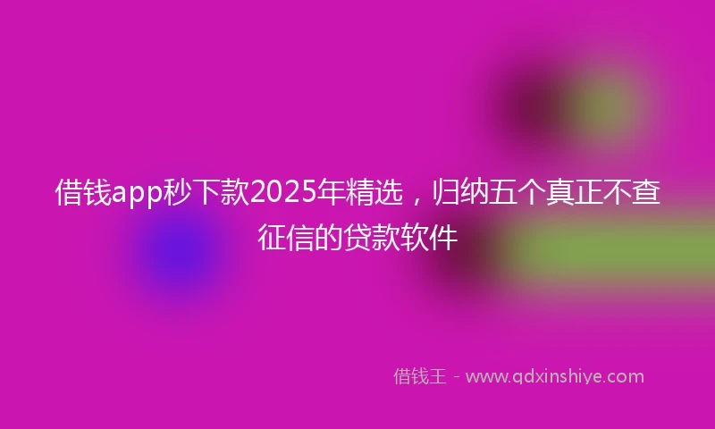 借钱app秒下款2025年精选，归纳五个真正不查征信的贷款软件