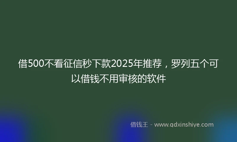借500不看征信秒下款2025年推荐，罗列五个可以借钱不用审核的软件