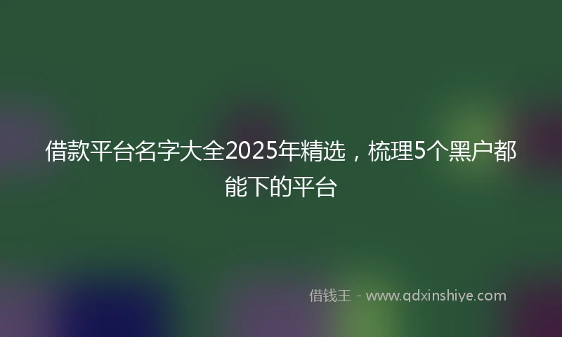 借款平台名字大全2025年精选，梳理5个黑户都能下的平台