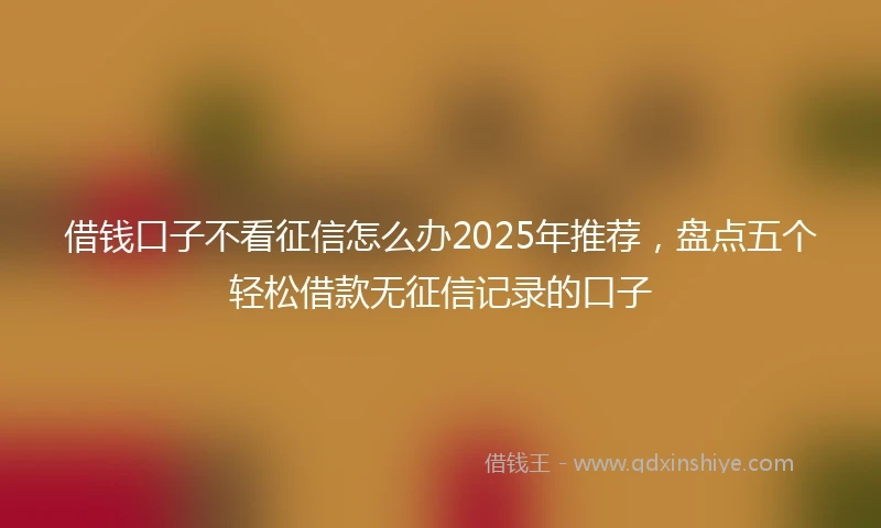 借钱口子不看征信怎么办2025年推荐，盘点五个轻松借款无征信记录的口子