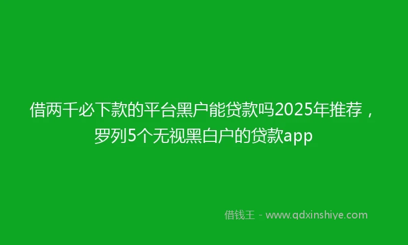 借两千必下款的平台黑户能贷款吗2025年推荐，罗列5个无视黑白户的贷款app