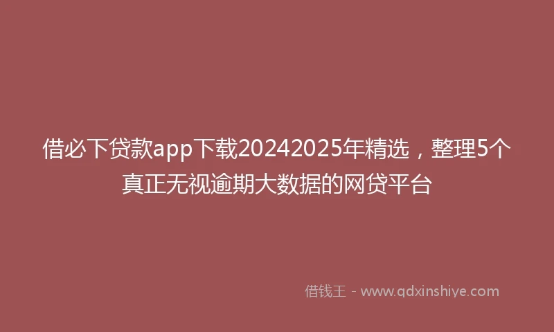 借必下贷款app下载20242025年精选，整理5个真正无视逾期大数据的网贷平台