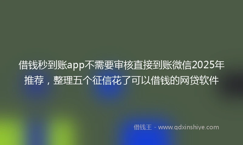借钱秒到账app不需要审核直接到账微信2025年推荐，整理五个征信花了可以借钱的网贷软件