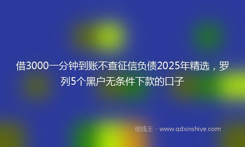 借3000一分钟到账不查征信负债2025年精选,罗列5个黑户无条件下款的口子