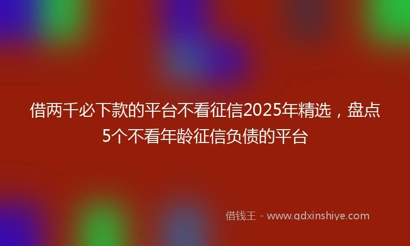 借两千必下款的平台不看征信2025年精选，盘点5个不看年龄征信负债的平台