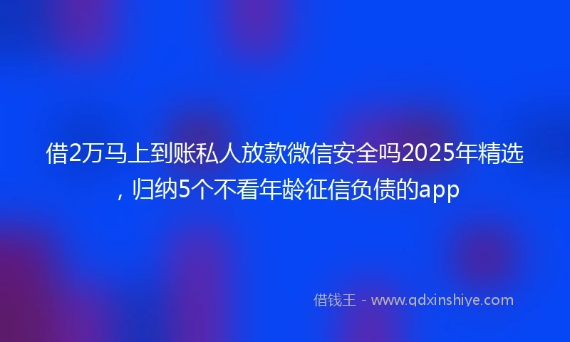 借2万马上到账私人放款微信安全吗2025年精选，归纳5个不看年龄征信负债的app