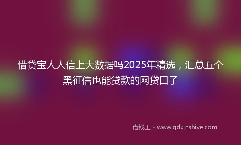 借贷宝人人信上大数据吗2025年精选，汇总五个黑征信也能贷款的网贷口子