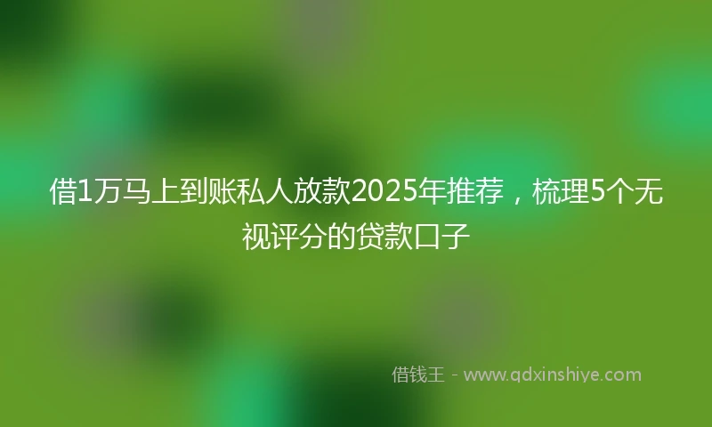 借1万马上到账私人放款2025年推荐，梳理5个无视评分的贷款口子