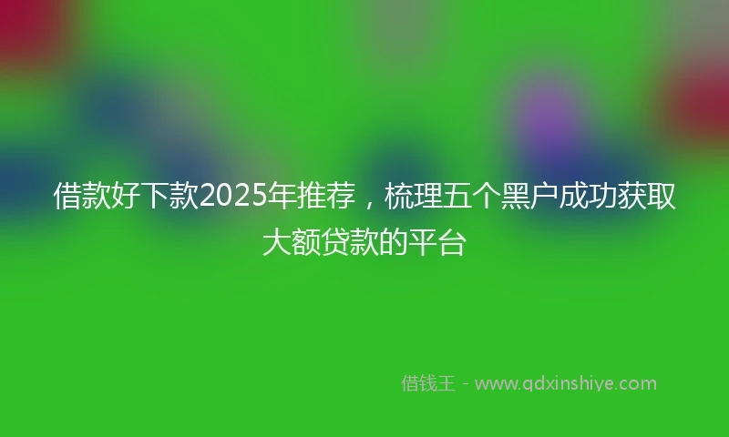 借款好下款2025年推荐,梳理五个黑户成功获取大额贷款的平台