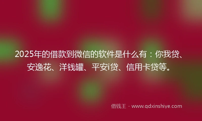 2025年的借款到微信的软件是什么有：你我贷、安逸花、洋钱罐、平安i贷、信用卡贷等。