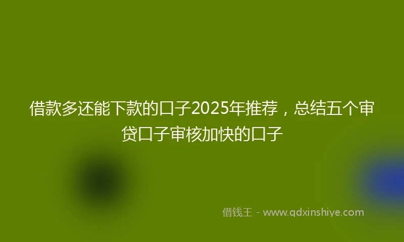 借款多还能下款的口子2025年推荐，总结五个审贷口子审核加快的口子
