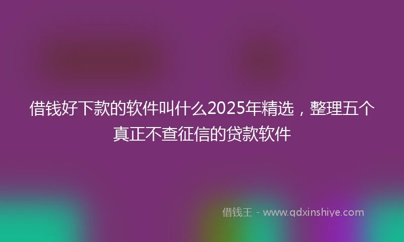 借钱好下款的软件叫什么2025年精选，整理五个真正不查征信的贷款软件