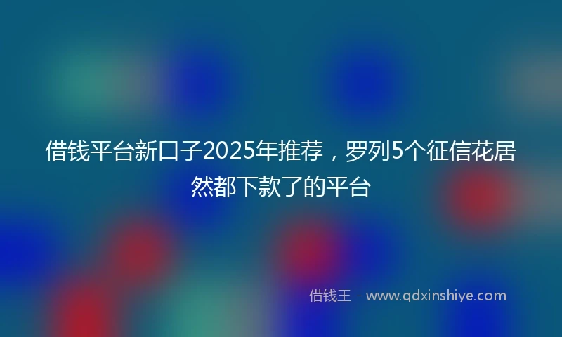 借钱平台新口子2025年推荐，罗列5个征信花居然都下款了的平台