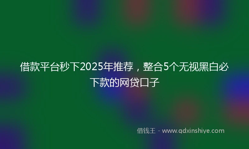 借款平台秒下2025年推荐，整合5个无视黑白必下款的网贷口子
