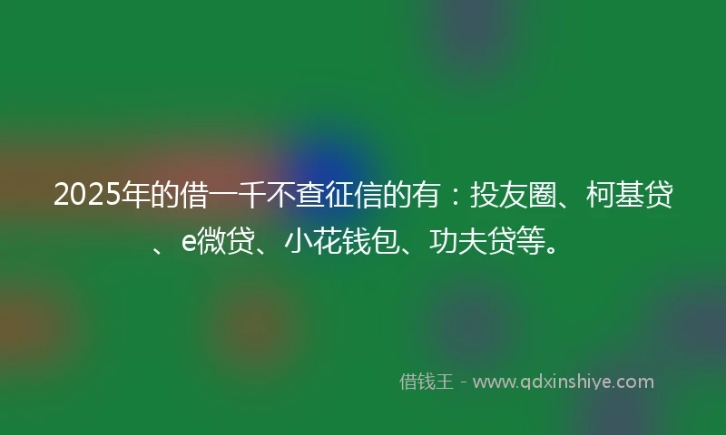 2025年的借一千不查征信的有：投友圈、柯基贷、e微贷、小花钱包、功夫贷等。