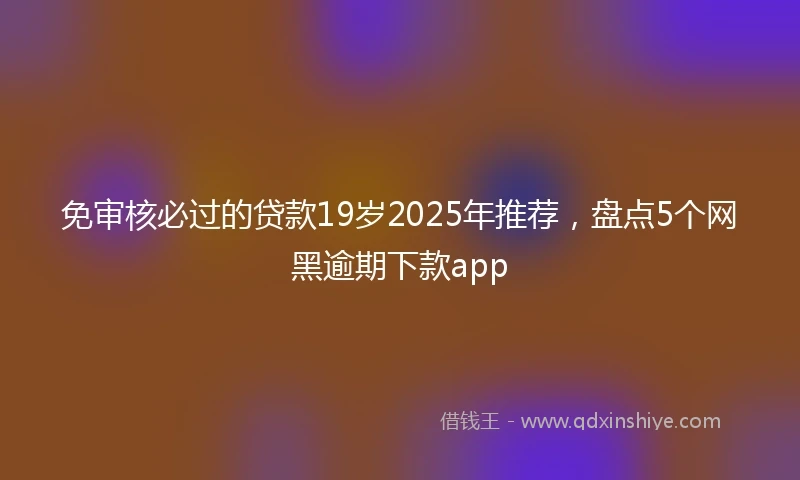 免审核必过的贷款19岁2025年推荐，盘点5个网黑逾期下款app
