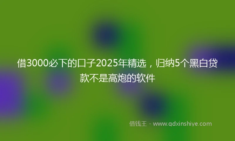 借3000必下的口子2025年精选，归纳5个黑白贷款不是高炮的软件