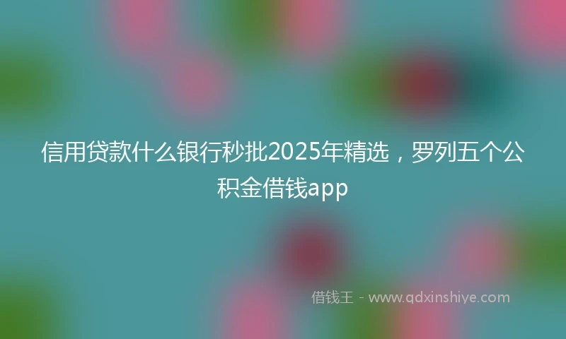 信用贷款什么银行秒批2025年精选，罗列五个公积金借钱app