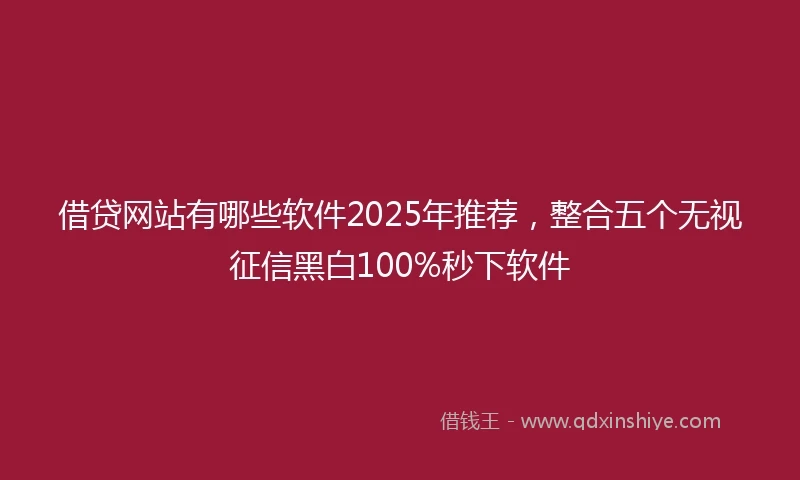 借贷网站有哪些软件2025年推荐，整合五个无视征信黑白100%秒下软件