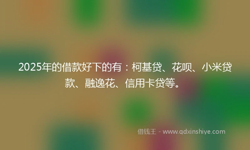 2025年的借款好下的有:柯基贷、花呗、小米贷款、融逸花、信用卡贷等。