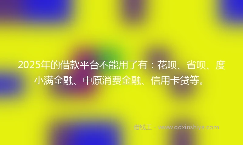 2025年的借款平台不能用了有：花呗、省呗、度小满金融、中原消费金融、信用卡贷等。