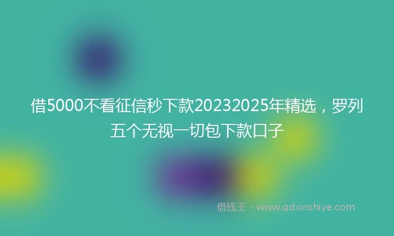 借5000不看征信秒下款20232025年精选,罗列五个无视一切包下款口子