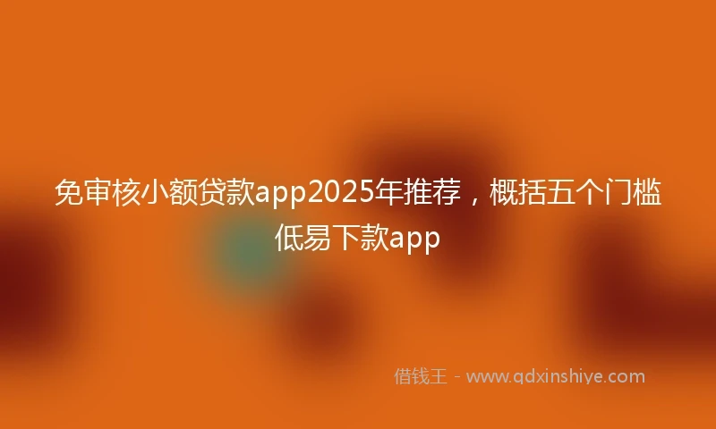 免审核小额贷款app2025年推荐，概括五个门槛低易下款app