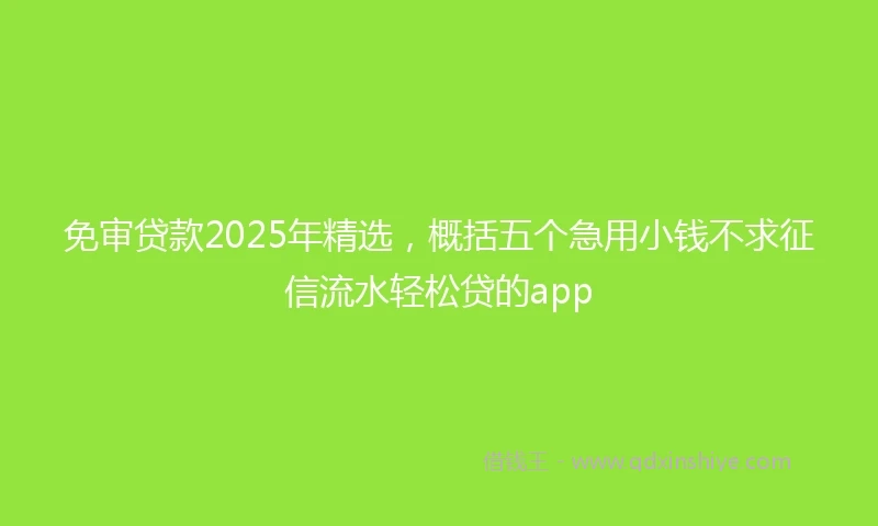 免审贷款2025年精选，概括五个急用小钱不求征信流水轻松贷的app