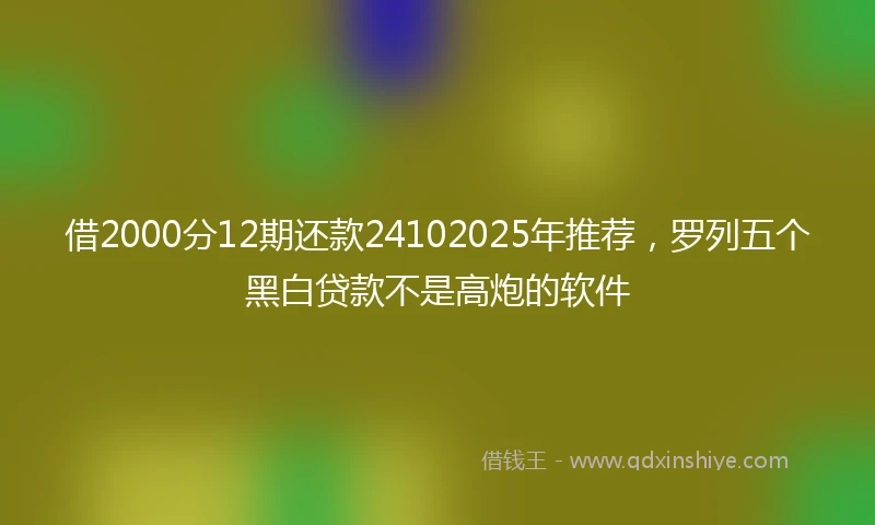 借2000分12期还款24102025年推荐，罗列五个黑白贷款不是高炮的软件