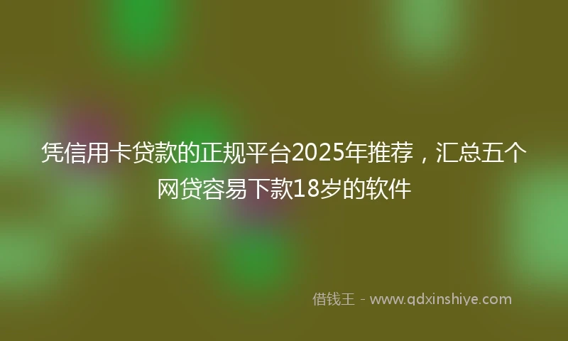 凭信用卡贷款的正规平台2025年推荐，汇总五个网贷容易下款18岁的软件