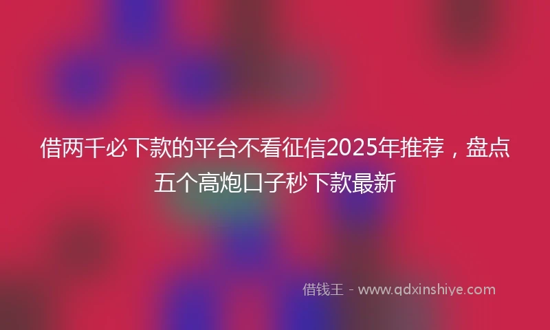借两千必下款的平台不看征信2025年推荐，盘点五个高炮口子秒下款最新