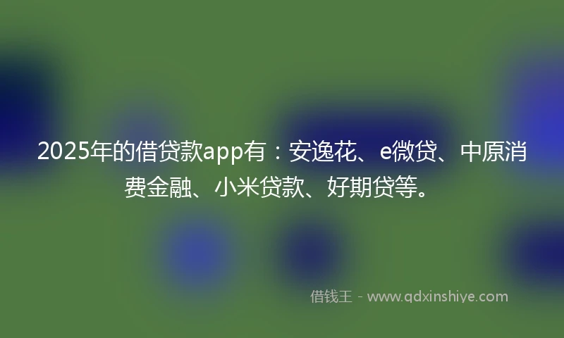 2025年的借贷款app有：安逸花、e微贷、中原消费金融、小米贷款、好期贷等。