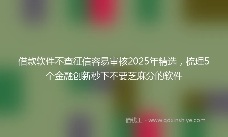 借款软件不查征信容易审核2025年精选，梳理5个金融创新秒下不要芝麻分的软件