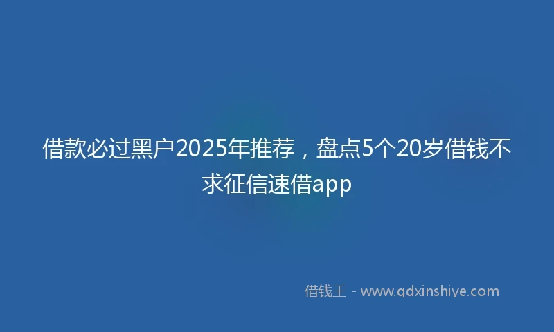 借款必过黑户2025年推荐，盘点5个20岁借钱不求征信速借app