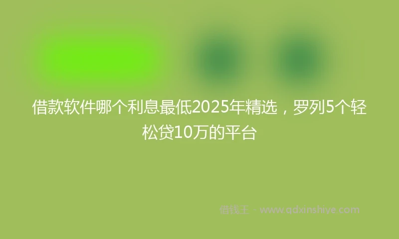借款软件哪个利息最低2025年精选，罗列5个轻松贷10万的平台