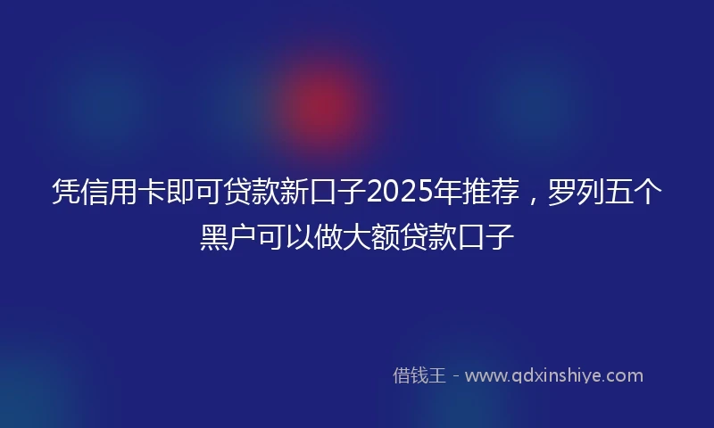 凭信用卡即可贷款新口子2025年推荐，罗列五个黑户可以做大额贷款口子
