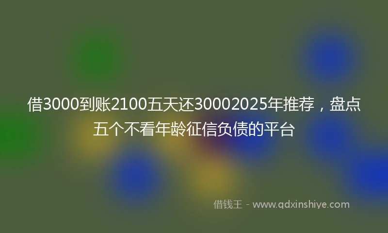 借3000到账2100五天还30002025年推荐,盘点五个不看年龄征信负债的平台