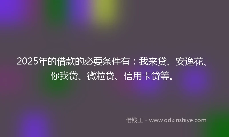 2025年的借款的必要条件有：我来贷、安逸花、你我贷、微粒贷、信用卡贷等。