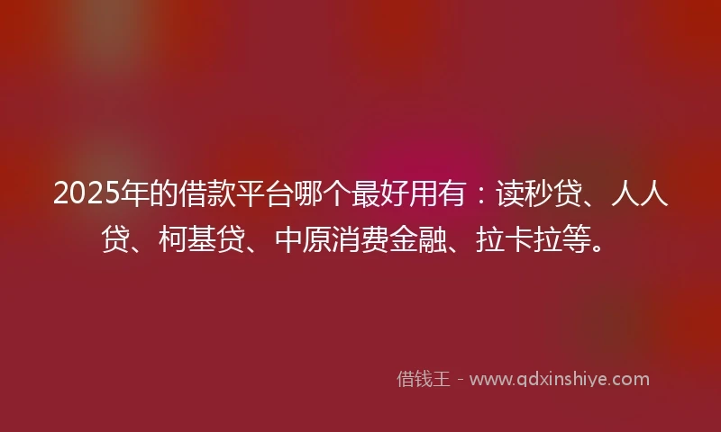 2025年的借款平台哪个最好用有：读秒贷、人人贷、柯基贷、中原消费金融、拉卡拉等。