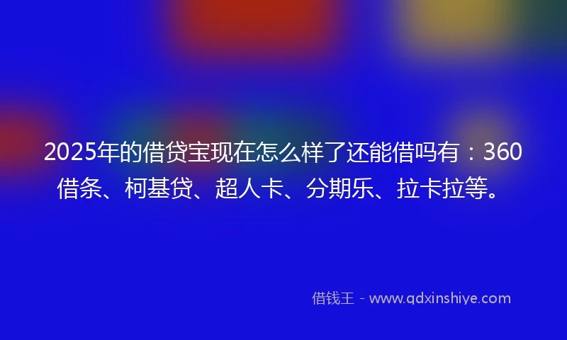 2025年的借贷宝现在怎么样了还能借吗有：360借条、柯基贷、超人卡、分期乐、拉卡拉等。