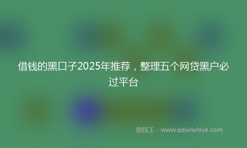 借钱的黑口子2025年推荐，整理五个网贷黑户必过平台