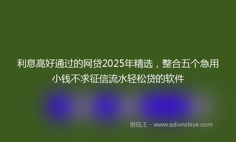 利息高好通过的网贷2025年精选，整合五个急用小钱不求征信流水轻松贷的软件