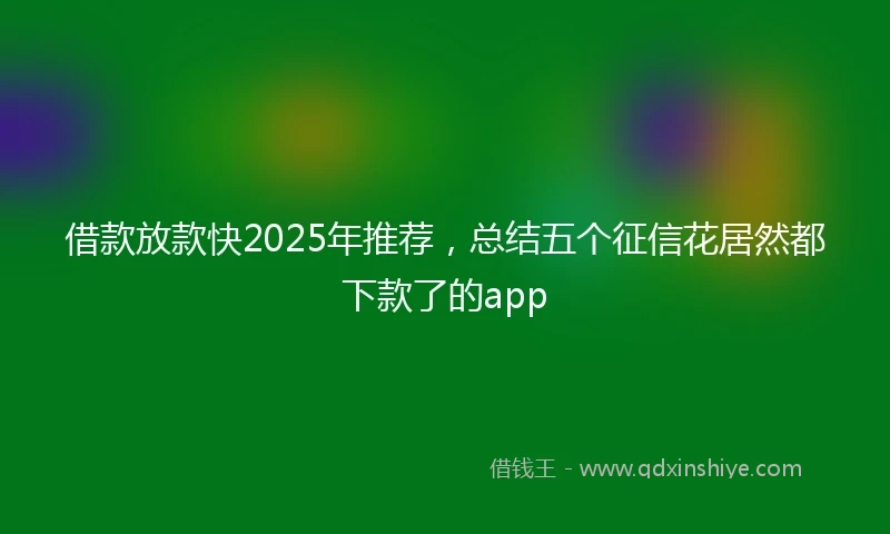 借款放款快2025年推荐，总结五个征信花居然都下款了的app