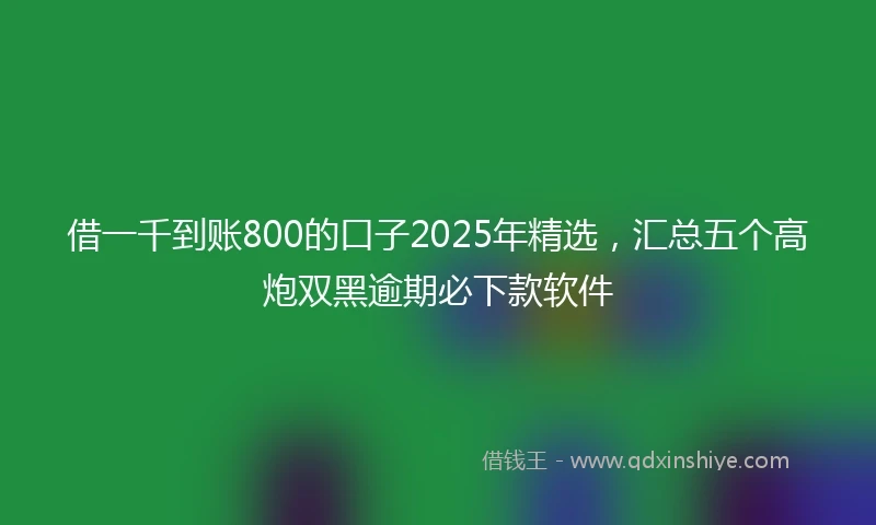 借一千到账800的口子2025年精选，汇总五个高炮双黑逾期必下款软件