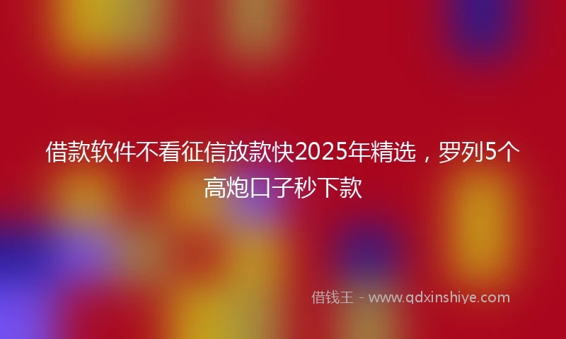 借款软件不看征信放款快2025年精选，罗列5个高炮口子秒下款