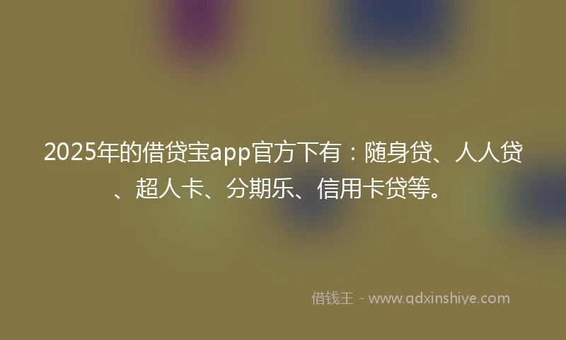 2025年的借贷宝app官方下有：随身贷、人人贷、超人卡、分期乐、信用卡贷等。