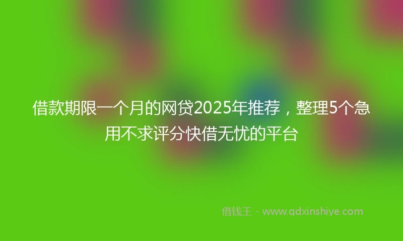 借款期限一个月的网贷2025年推荐，整理5个急用不求评分快借无忧的平台
